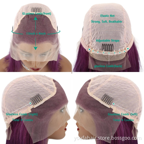 Best Selling Colorful Short Bob Virgin Human Hair HD Lace Front Wig 1B 613 Pink Blue Purple Ombre Colour Hair Curly Bob Lace Wig
